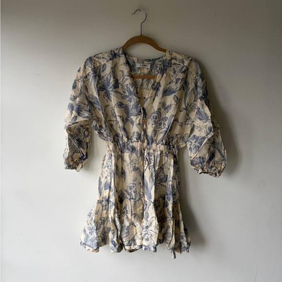 SANDRO Josella Blue Floral Dress Size 34 - Picture 5 of 8